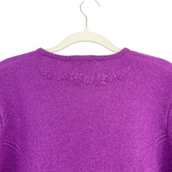 Vintage Pendleton 100% Virgin Wool Cardigan Purple Gold Button Small Petite 90s - Picture 6 of 11